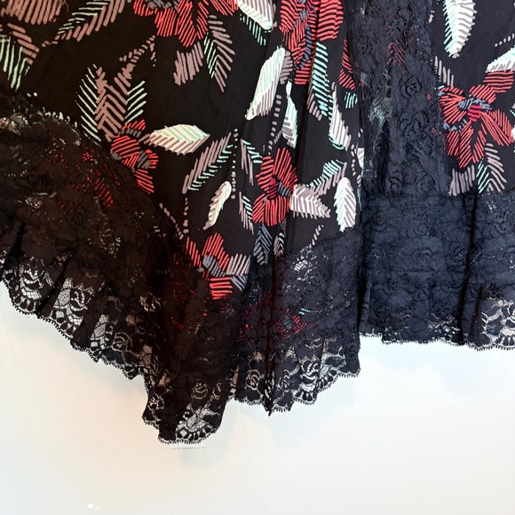 Free People Intimately Free Lace Trim Floral Print Slip Swing Tank Dress SZ L - Picture 6 of 11